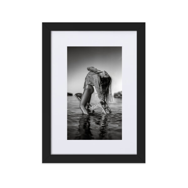 Deià Palma de Mallorca Marcus Boéll black and white photography canvas framed poster girl on chair in water