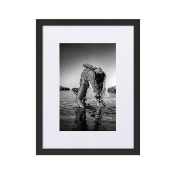 Deià Palma de Mallorca Marcus Boéll black and white photography canvas framed poster girl on chair in water