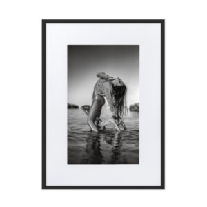 Deià Palma de Mallorca Marcus Boéll black and white photography canvas framed poster girl on chair in water