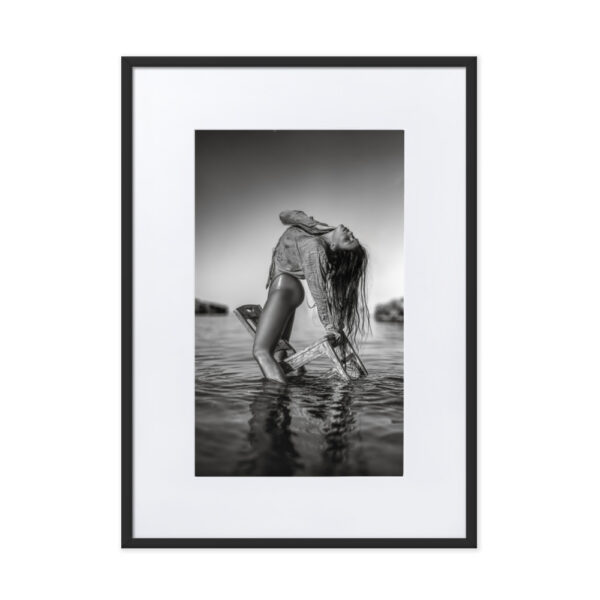 Deià Palma de Mallorca Marcus Boéll black and white photography canvas framed poster girl on chair in water