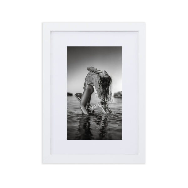 Deià Palma de Mallorca Marcus Boéll black and white photography canvas framed poster girl on chair in water