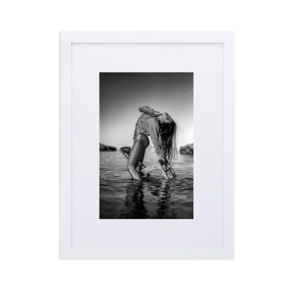 Deià Palma de Mallorca Marcus Boéll black and white photography canvas framed poster girl on chair in water