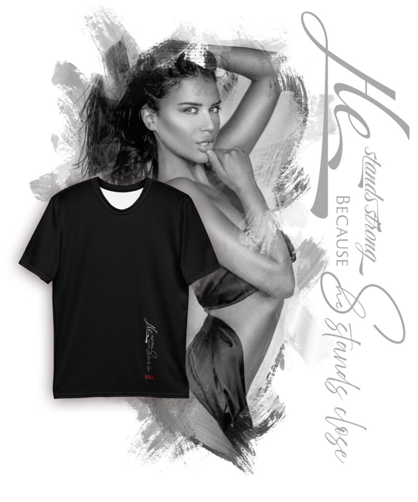 Julia bbw strenght in front t shirt bbw | Leinwand Wandbild - Marcus Boéll Kunstdruck | black & white |framed |canvas