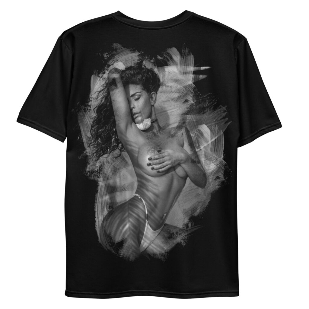 all over print mens crew neck t shirt white back 693aa88ce6987 | Leinwand Wandbild - Marcus Boéll Kunstdruck | black & white |framed |canvas