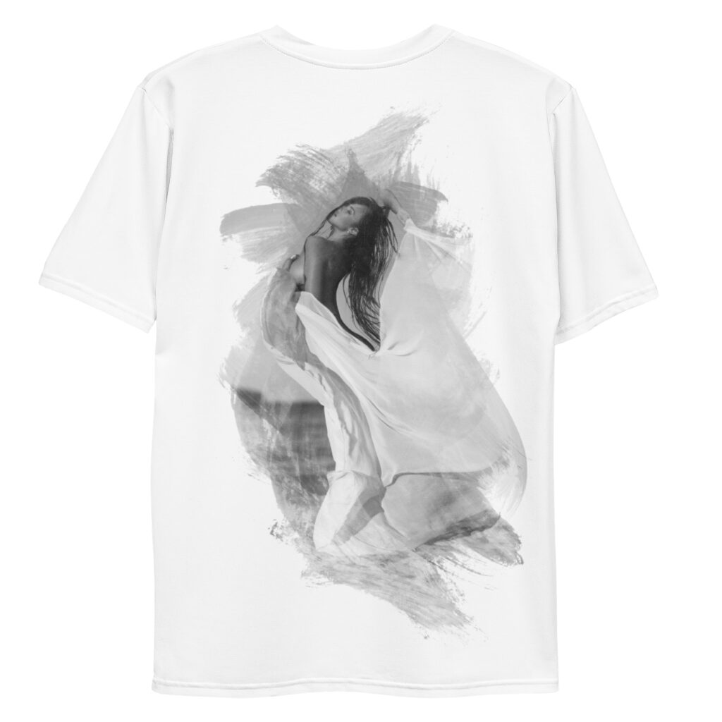 all over print mens crew neck t shirt white back 694e44ab56442 | Leinwand Wandbild - Marcus Boéll Kunstdruck | black & white |framed |canvas