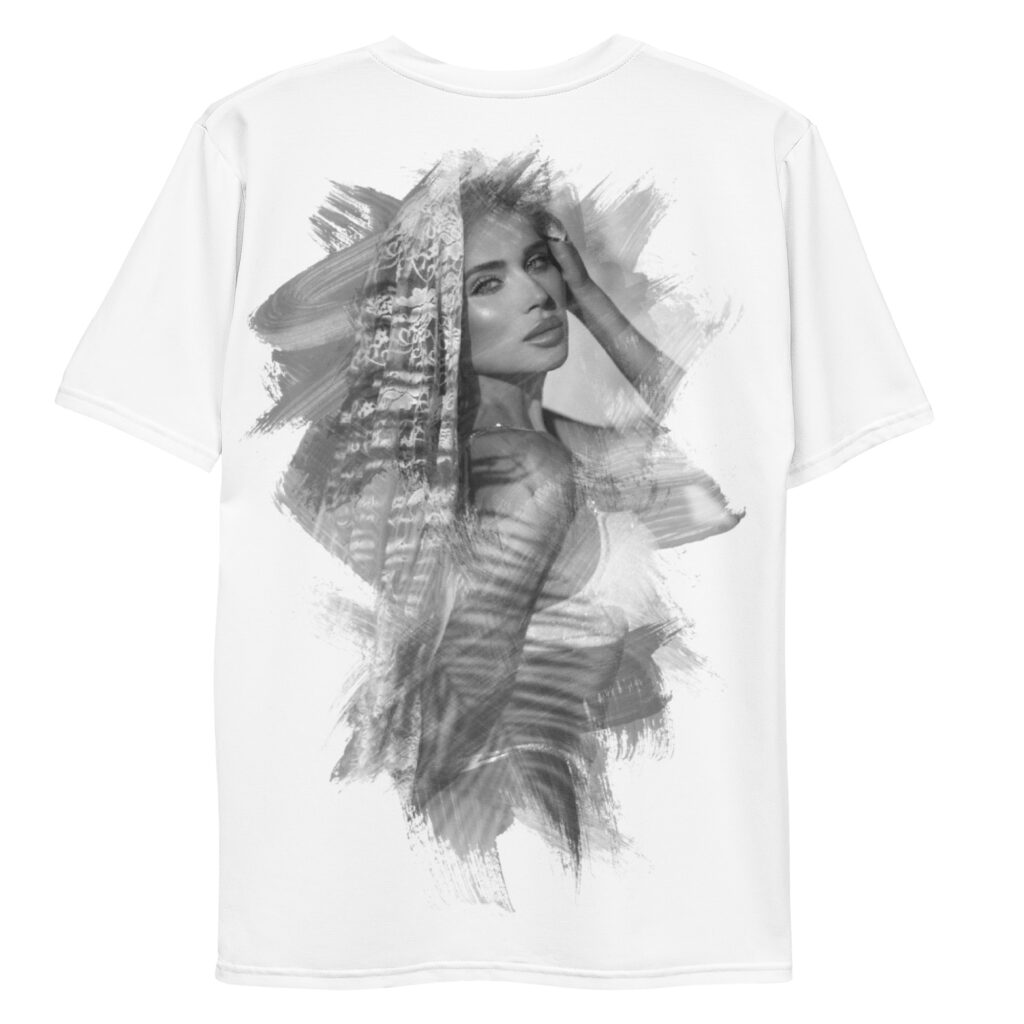all over print mens crew neck t shirt white back 694e56edda748 | Leinwand Wandbild - Marcus Boéll Kunstdruck | black & white |framed |canvas