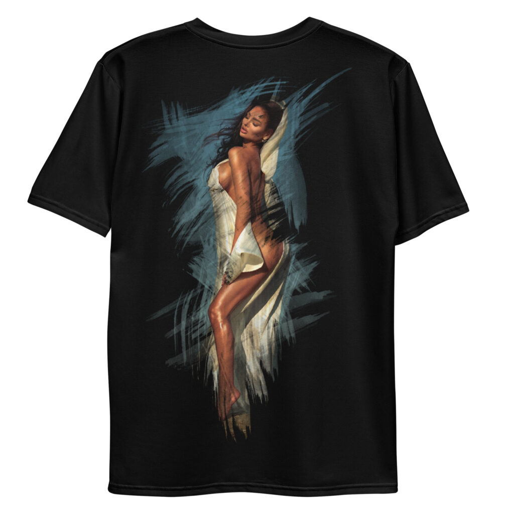 all over print mens crew neck t shirt white back 695241103f6c7 | Leinwand Wandbild - Marcus Boéll Kunstdruck | black & white |framed |canvas