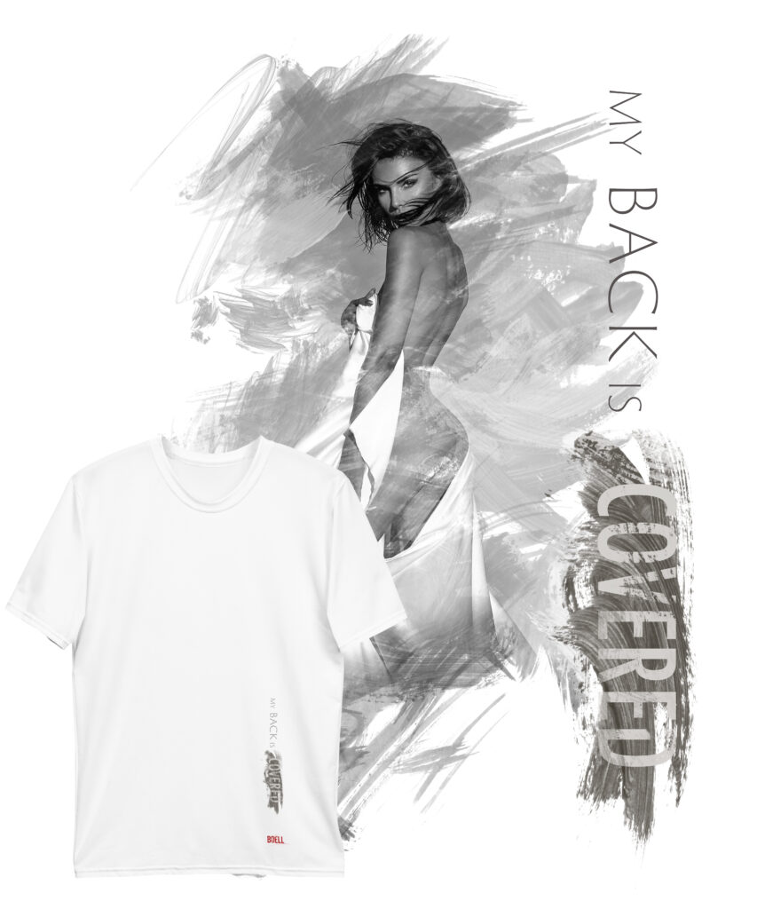 Laura Ariany my back covered wbw | Leinwand Wandbild - Marcus Boéll Kunstdruck | black & white |framed |canvas