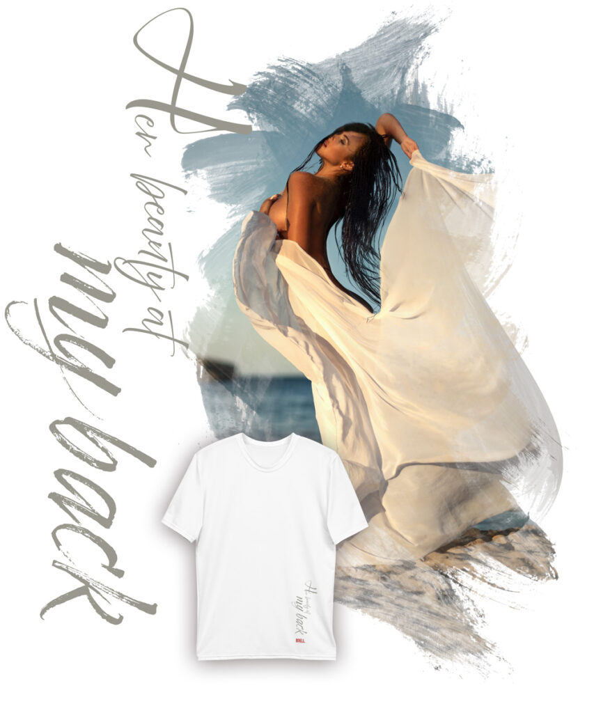 Olga Cala Murada her beauty at my back wc | Leinwand Wandbild - Marcus Boéll Kunstdruck | black & white |framed |canvas