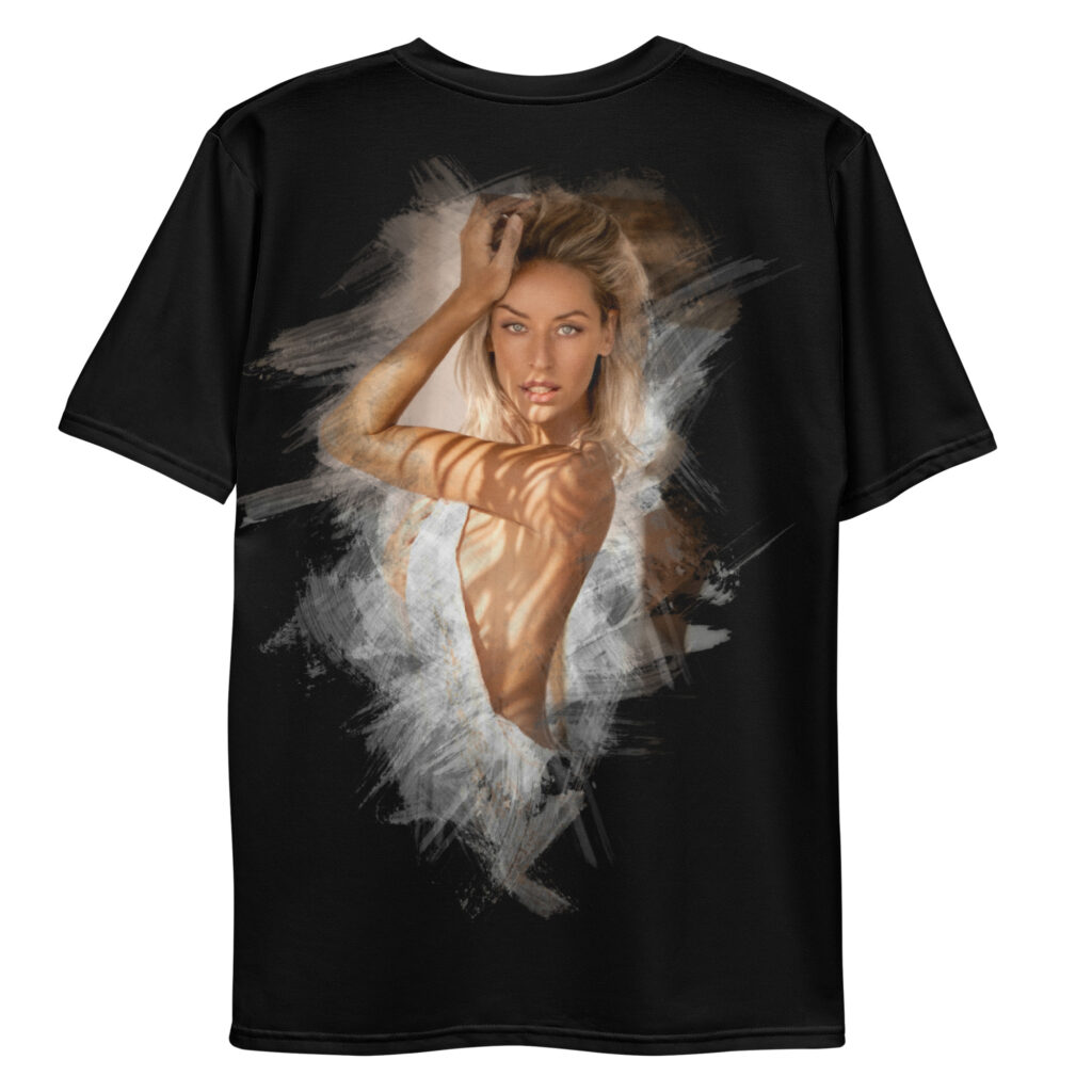 all over print mens crew neck t shirt white back 695ea07420c0a | Leinwand Wandbild - Marcus Boéll Kunstdruck | black & white |framed |canvas