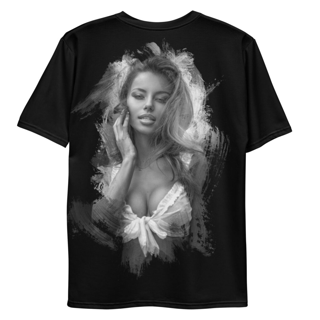 all over print mens crew neck t shirt white back 6965419c693c2 | Leinwand Wandbild - Marcus Boéll Kunstdruck | black & white |framed |canvas