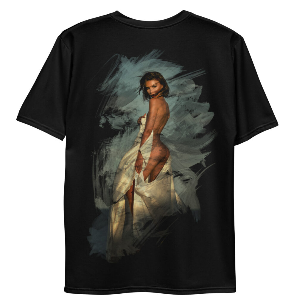 all over print mens crew neck t shirt white back 699042d399dc2 | Leinwand Wandbild - Marcus Boéll Kunstdruck | black & white |framed |canvas