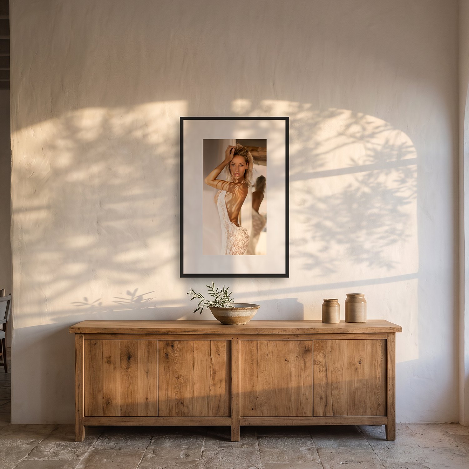 Bon Any 2 Bon Any – color fine art print by Marcus Boéll, framed, shown in a dining room