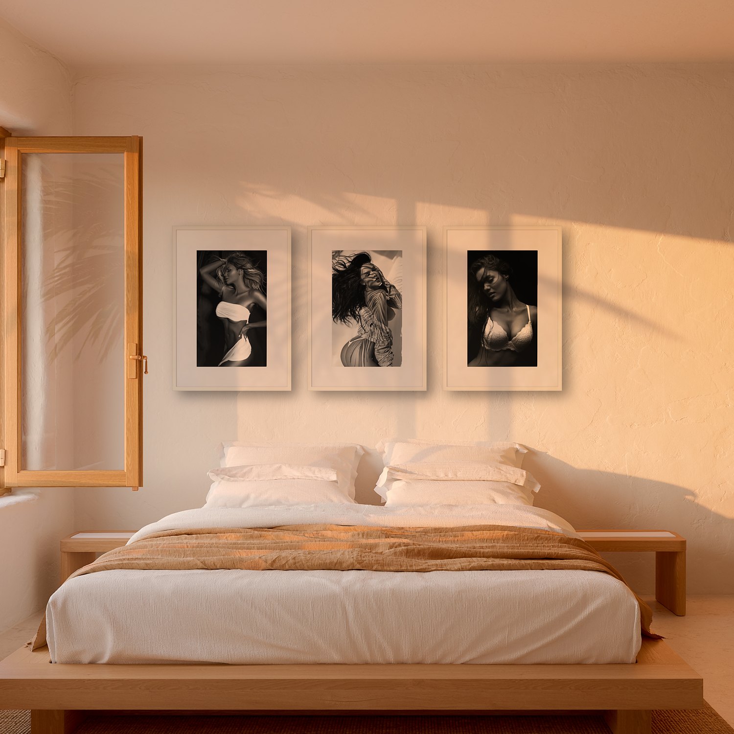 Sa Nau 3 Sa Nau – black & white fine art print by Marcus Boéll, framed, shown in a bedroom