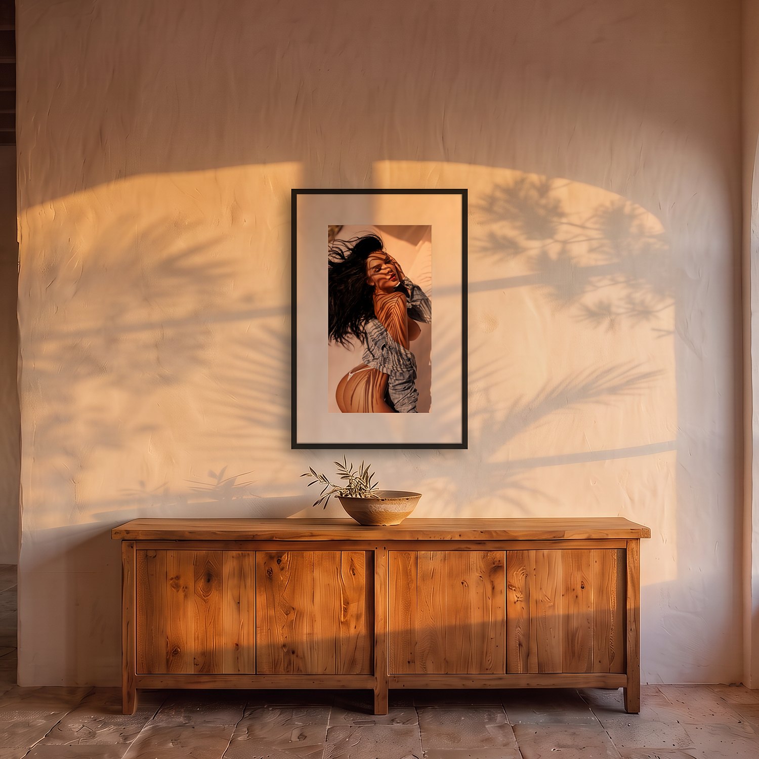 Sa Nau 2 Sa Nau – color fine art print by Marcus Boéll, framed, shown in a dining room