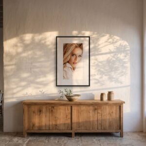 Sa Torre – color fine art print by Marcus Boéll, framed, shown in a dining room