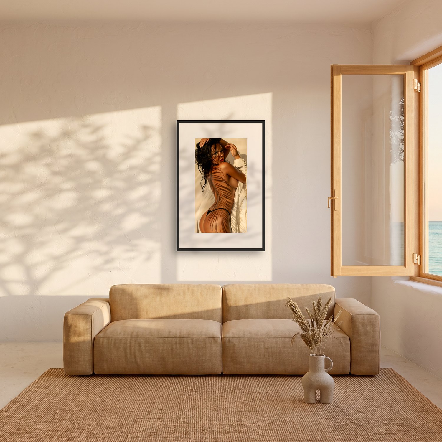 Son Valls 2 Son Valls – color fine art print by Marcus Boéll, framed, shown in a living room
