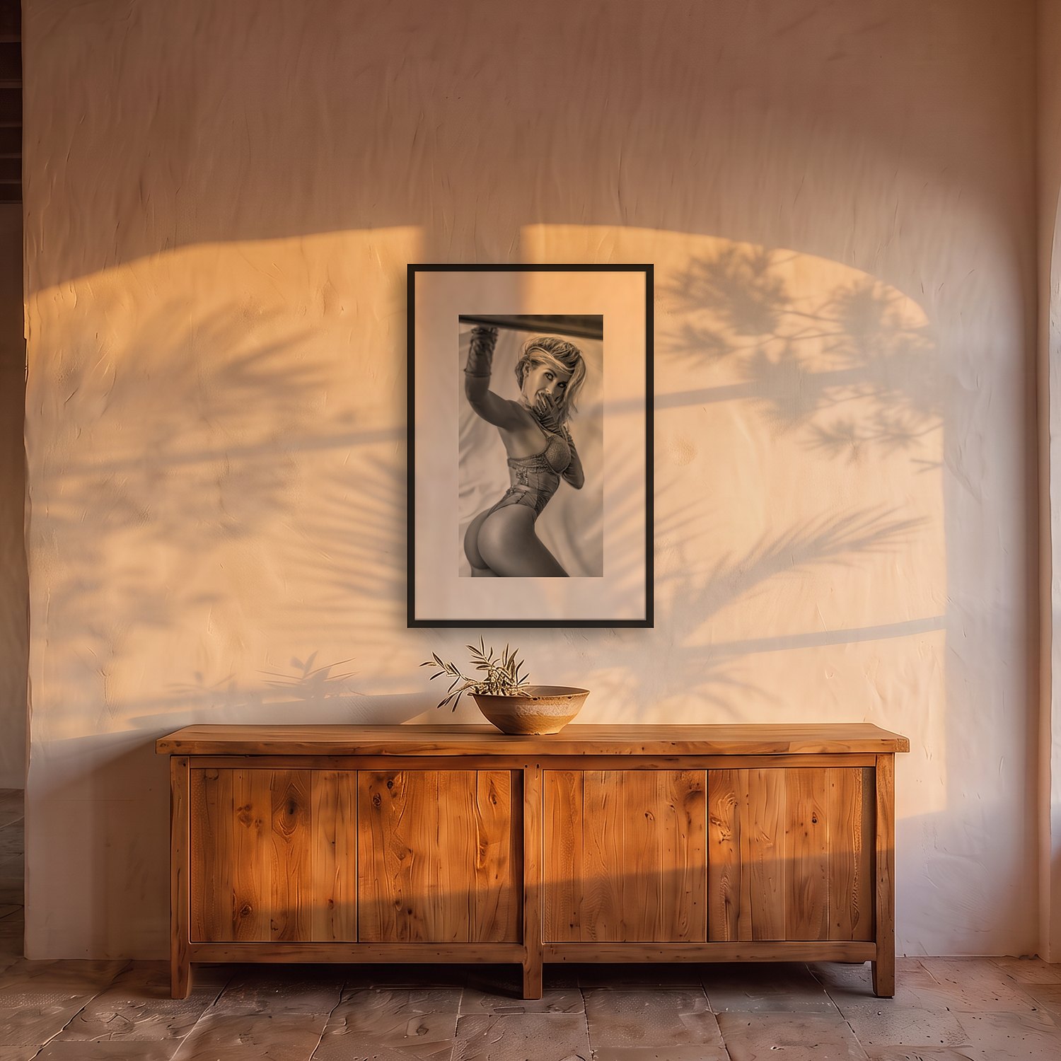 true mirror 2 True mirror – black & white fine art print by Marcus Boéll, framed, shown in a dining room